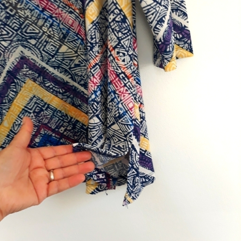 Multiples Top 3/4 Sleeve Geometric Pattern Linen … - image 6